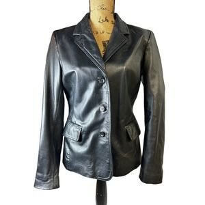 Clio Vintage Black Leather Womens Jacket Womens Size 8